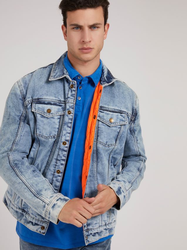 Guess vendbar, vattert oversize-fit denimjakke blå blå menn F0LJ801452