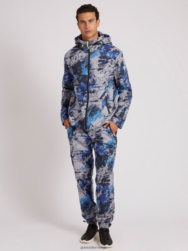 Guess vindjakke blå multi med hele print blå multi menn F0LJ80453