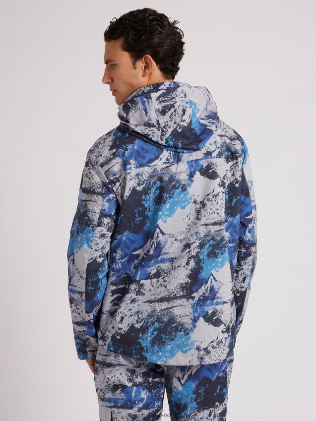 Guess vindjakke blå multi med hele print blå multi menn F0LJ80453