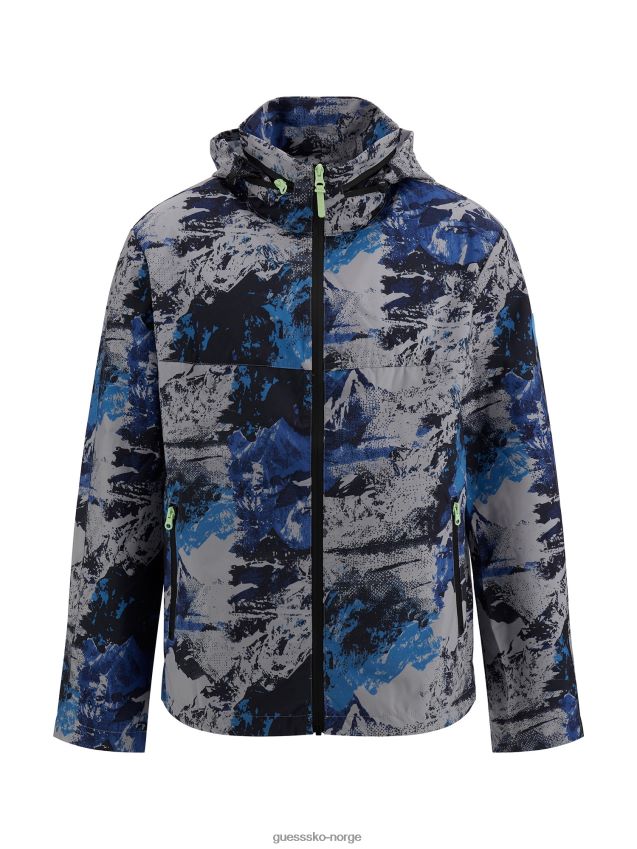 Guess vindjakke blå multi med hele print blå multi menn F0LJ80453