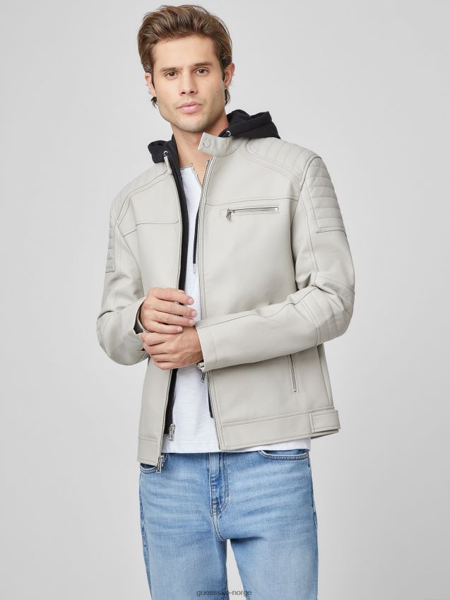Guess vintage hvit daniel bikerjakke i imitert skinn vintage hvit menn F0LJ807913