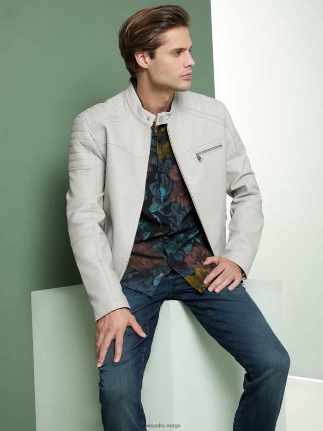 Guess vintage hvit daniel bikerjakke i imitert skinn vintage hvit menn F0LJ807913