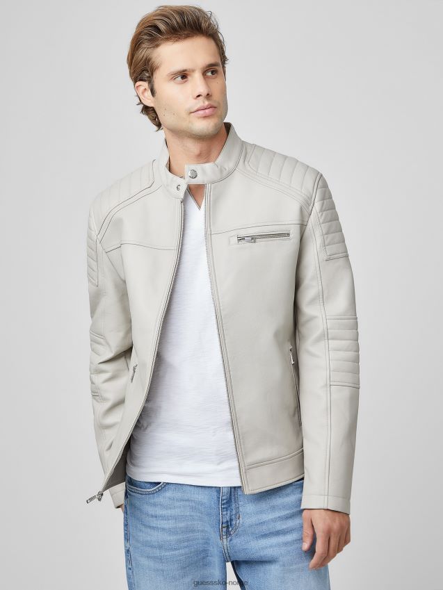 Guess vintage hvit daniel bikerjakke i imitert skinn vintage hvit menn F0LJ807913