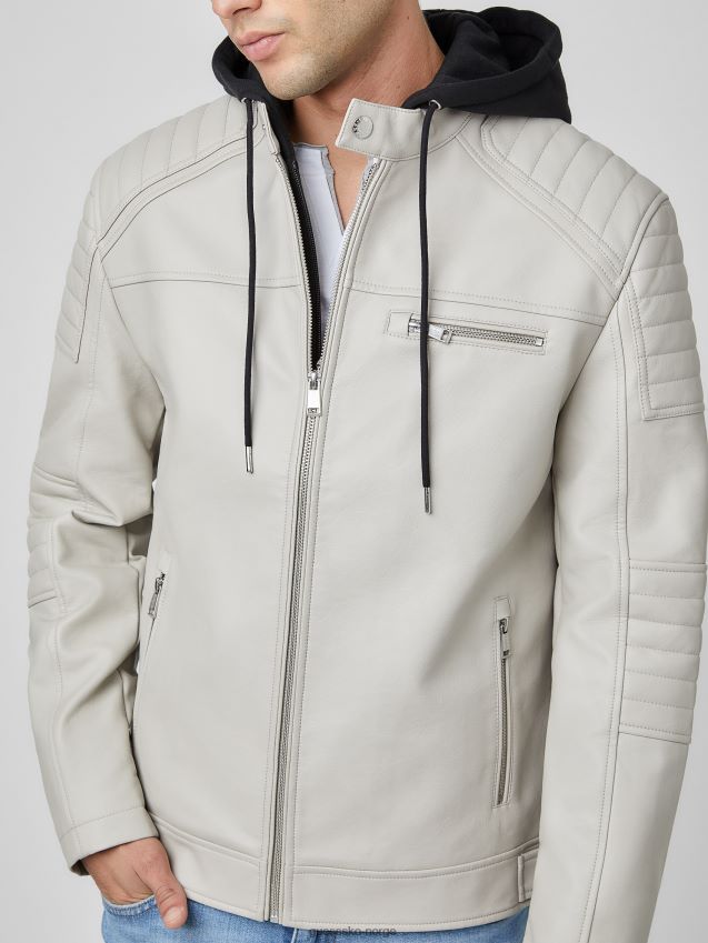 Guess vintage hvit daniel bikerjakke i imitert skinn vintage hvit menn F0LJ807913