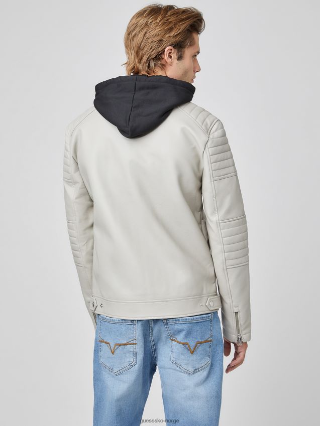 Guess vintage hvit daniel bikerjakke i imitert skinn vintage hvit menn F0LJ807913