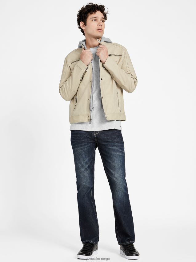 Guess vintage hvit preston motojakke i imitert semsket skinn vintage hvit menn F0LJ808139