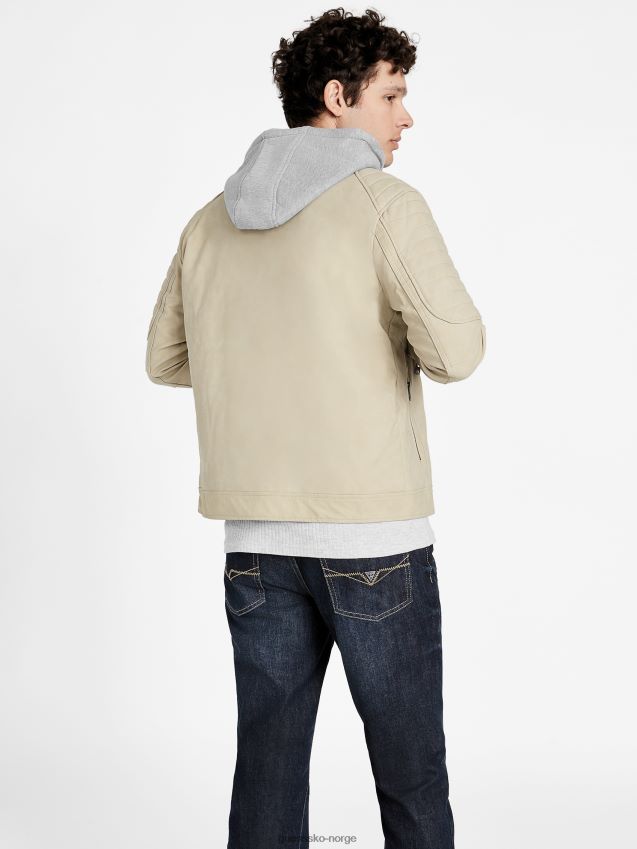 Guess vintage hvit preston motojakke i imitert semsket skinn vintage hvit menn F0LJ808139