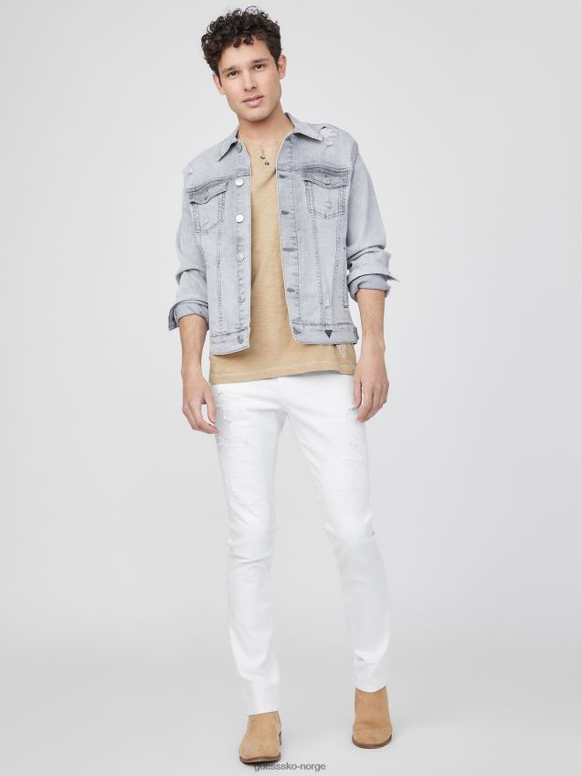 Guess barton hvit distressed jeans hvit ødelegge vask hvit ødelegge vask menn F0LJ808311