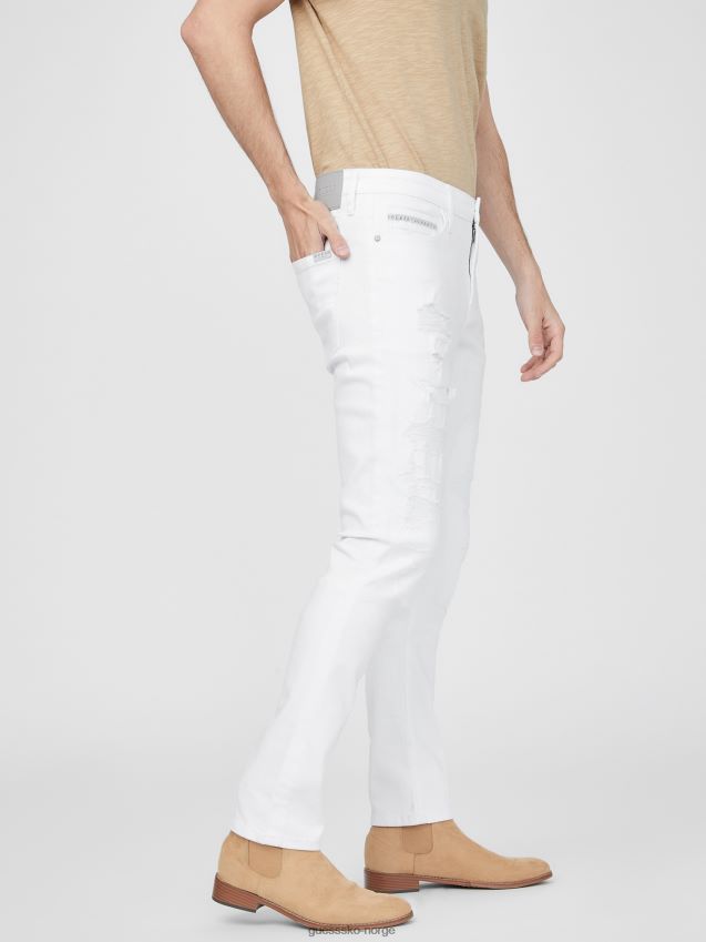 Guess barton hvit distressed jeans hvit ødelegge vask hvit ødelegge vask menn F0LJ808311