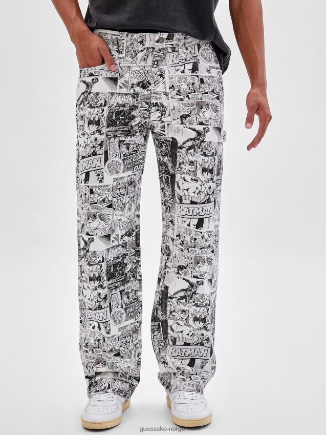 Guess batman tegneserieprint denimbukse hvit multi hvit multi menn F0LJ80739