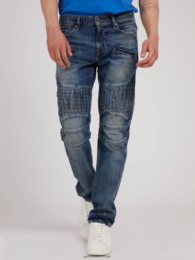 Guess blå biker slim fit denimbukse blå menn F0LJ801350