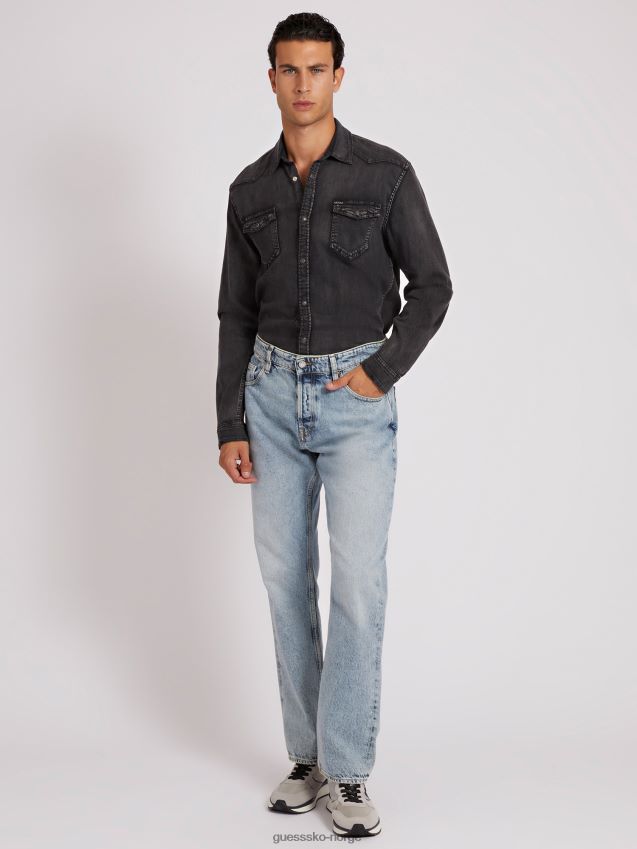 Guess blå denimbukse med normal passform blå menn F0LJ80192