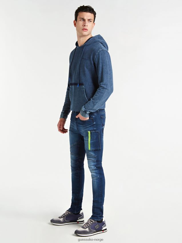 Guess blå glidelås skinny fit denimbukse blå menn F0LJ801555