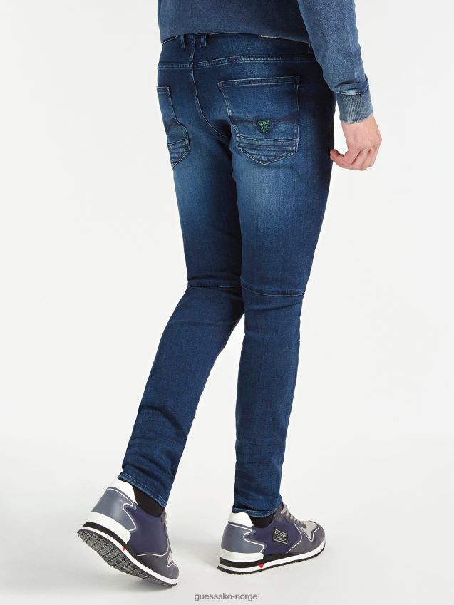 Guess blå glidelås skinny fit denimbukse blå menn F0LJ801555