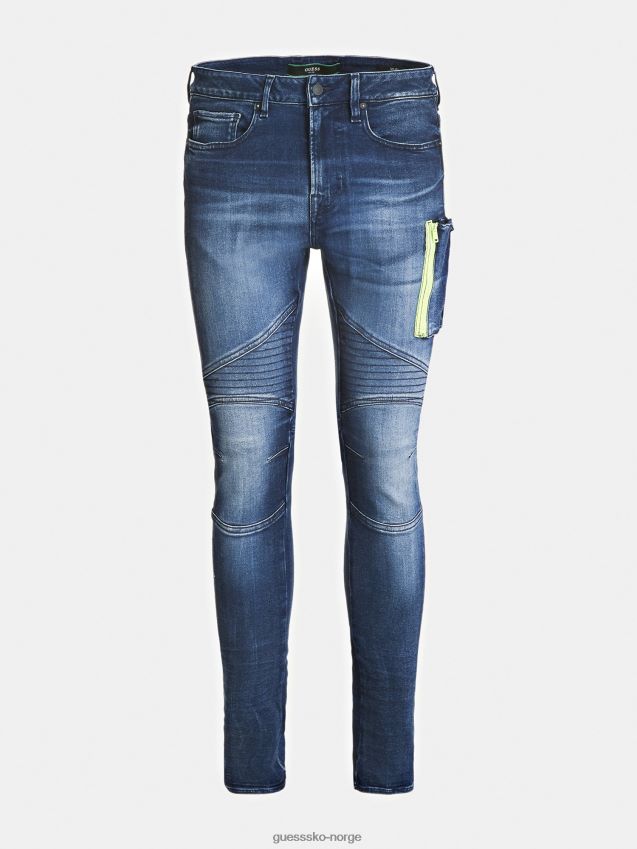Guess blå glidelås skinny fit denimbukse blå menn F0LJ801555