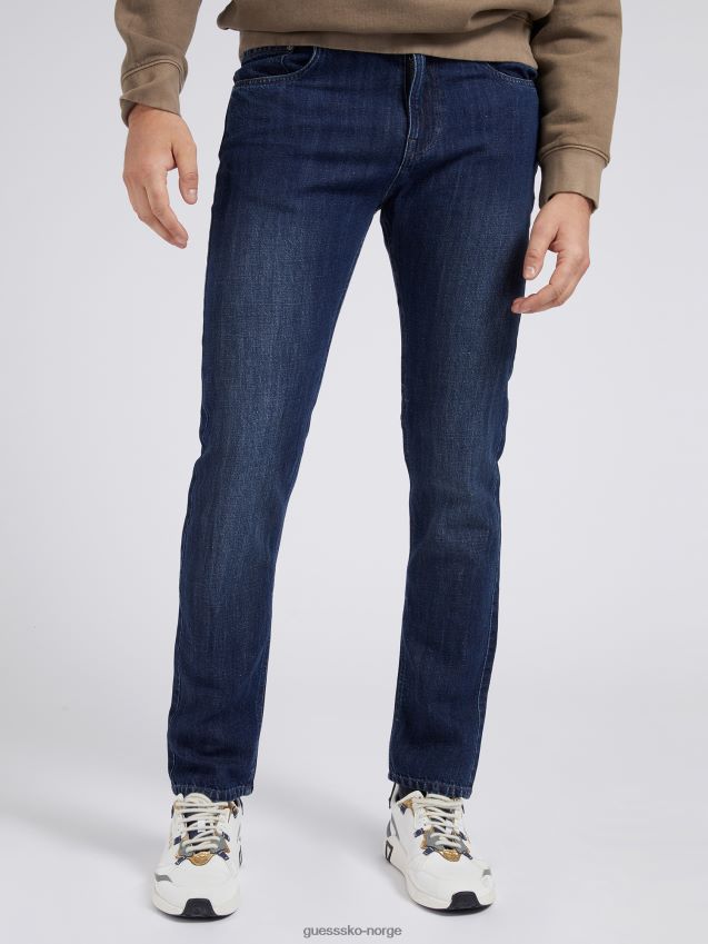 Guess blå linblanding slim-fit denimbukse blå menn F0LJ801132