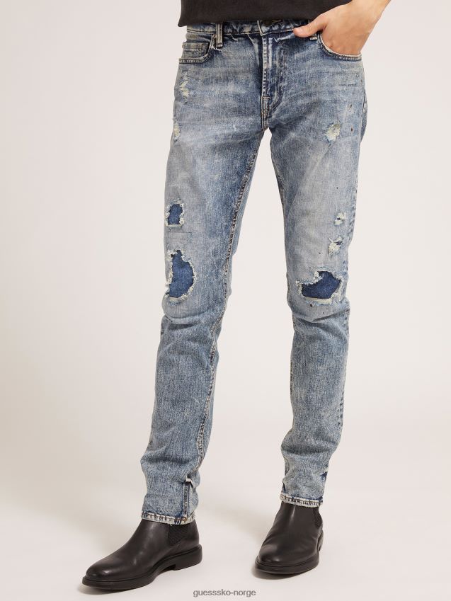 Guess blå skinny fit denim bukse skrubbsår blå menn F0LJ801418