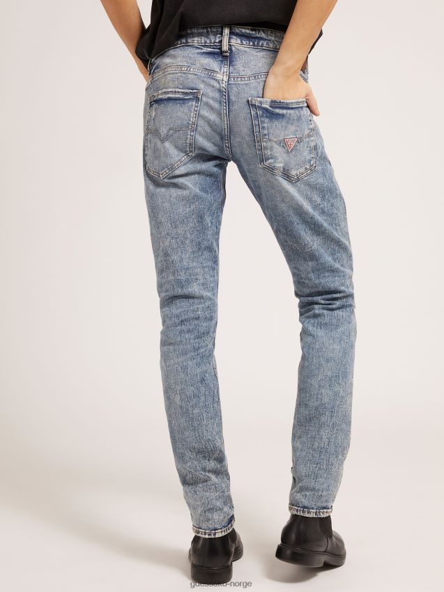 Guess blå skinny fit denim bukse skrubbsår blå menn F0LJ801418
