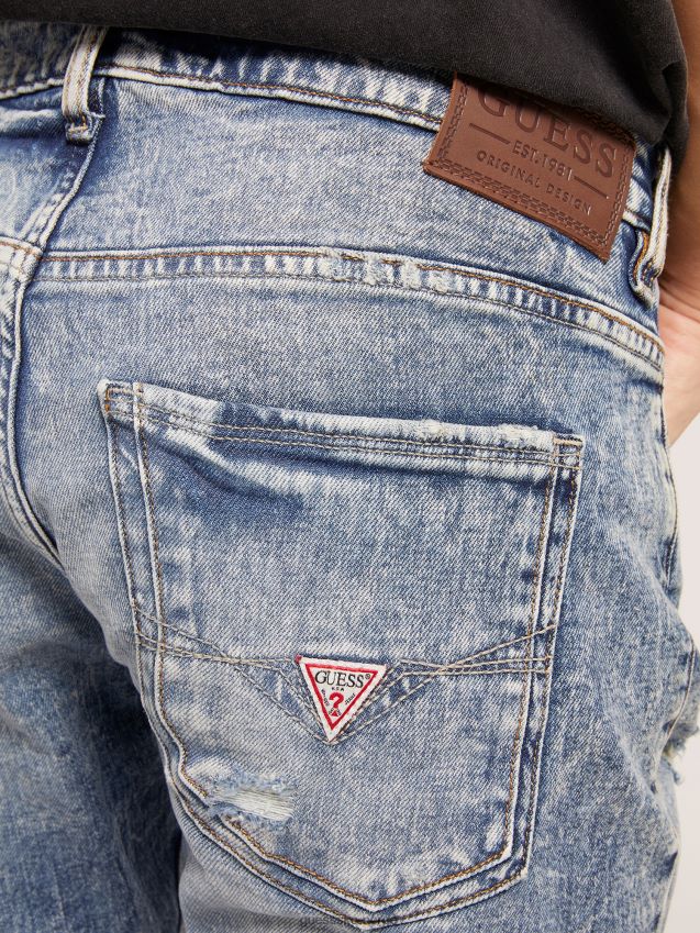 Guess blå skinny fit denim bukse skrubbsår blå menn F0LJ801418