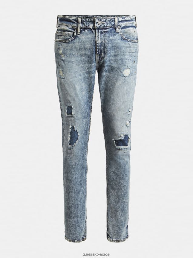 Guess blå skinny fit denim bukse skrubbsår blå menn F0LJ801418