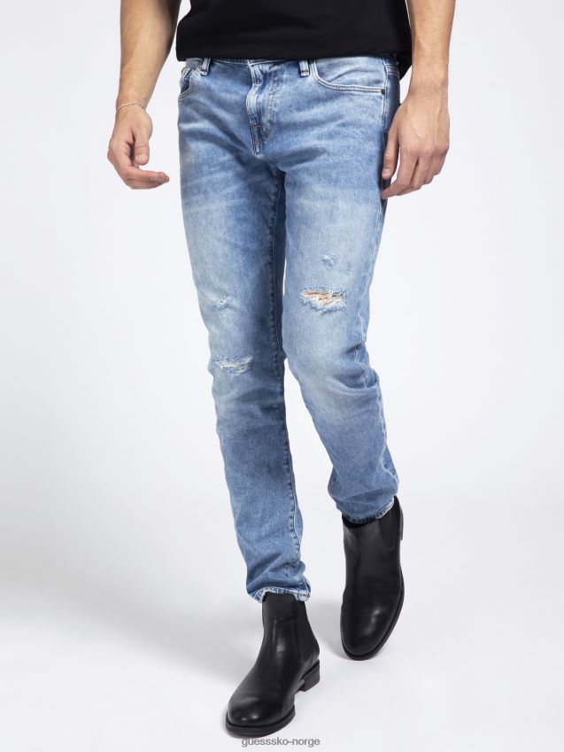 Guess blå skinny fit jeans skrubbsår blå menn F0LJ801321