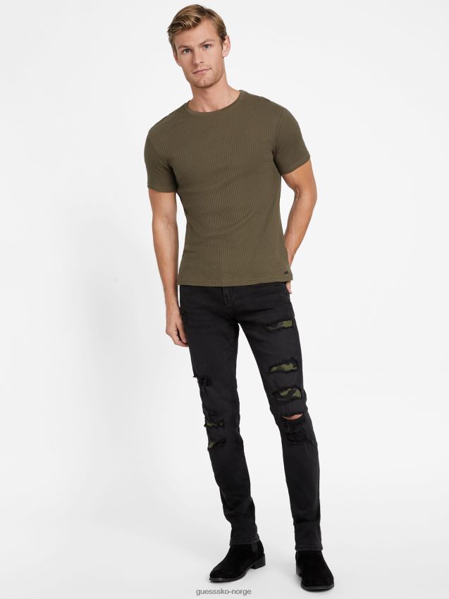 Guess black destroy eco drawn rip-and-reparer skinny jeans svart ødelegge menn F0LJ808148