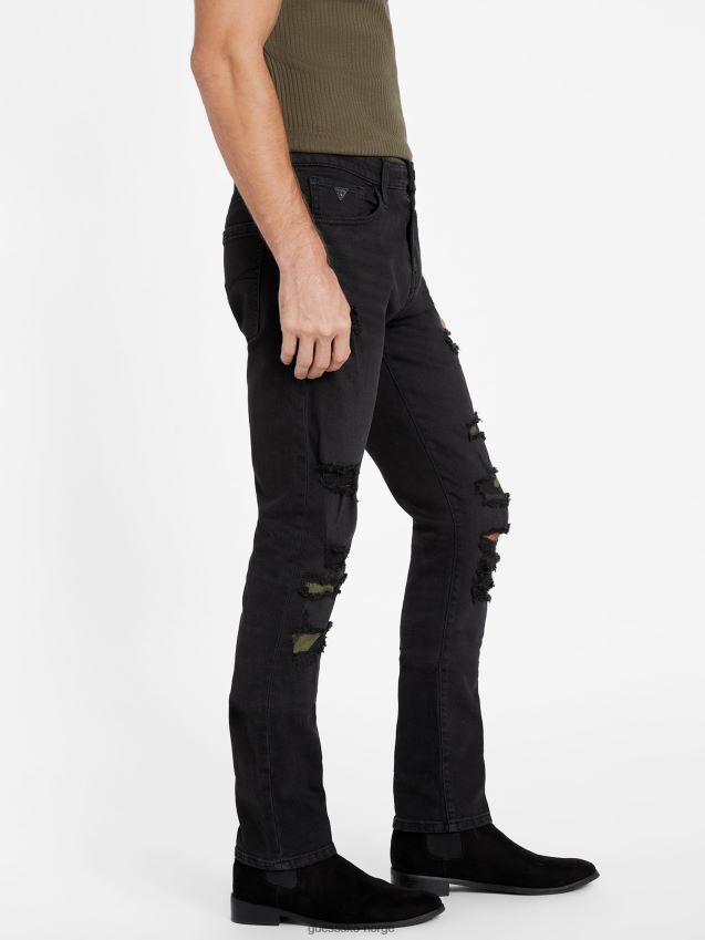 Guess black destroy eco drawn rip-and-reparer skinny jeans svart ødelegge menn F0LJ808148