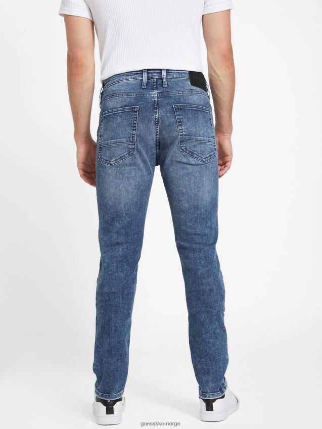 Guess eco samuel moto skinny jeans mørk ødelegger vask mørk ødelegge vask menn F0LJ808293