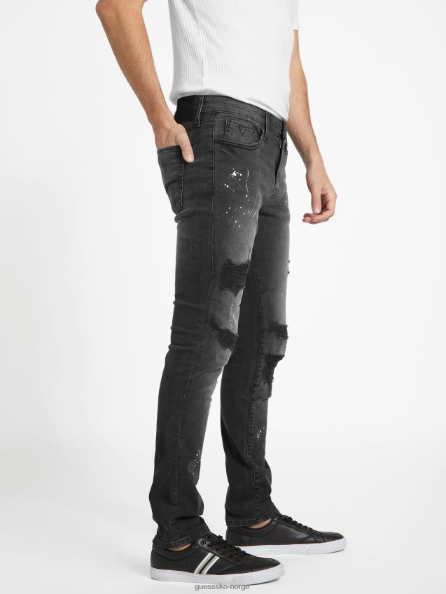 Guess øko liam skinny jeans svart ødelegge svart ødelegge menn F0LJ808101