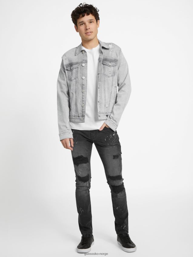 Guess øko liam skinny jeans svart ødelegge svart ødelegge menn F0LJ808101