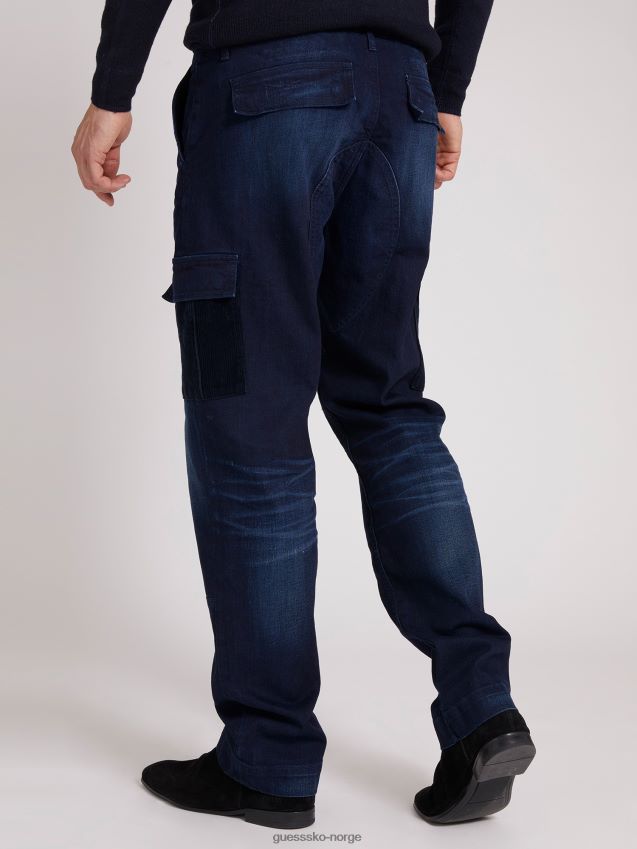 Guess lappede lommer, blå denimbukse med normal passform blå menn F0LJ801379