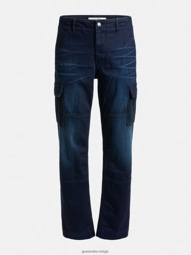 Guess lappede lommer, blå denimbukse med normal passform blå menn F0LJ801379