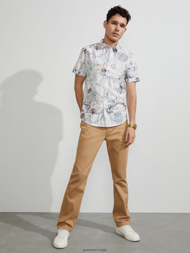 Guess lucky beige delmar slim straight jeans heldig beige menn F0LJ808288