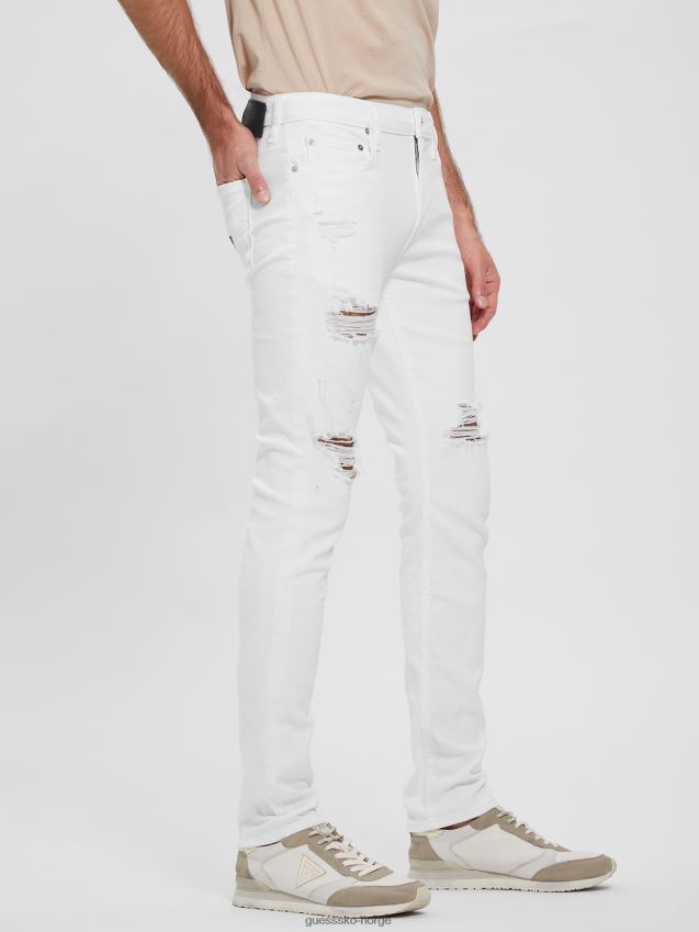 Guess optikk hvit ødelegge øko ødelagt skinny jeans optisk hvit ødelegge menn F0LJ8010580