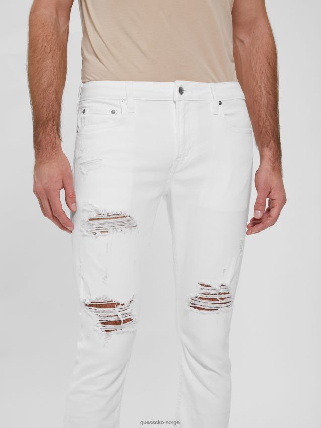 Guess optikk hvit ødelegge øko ødelagt skinny jeans optisk hvit ødelegge menn F0LJ8010580