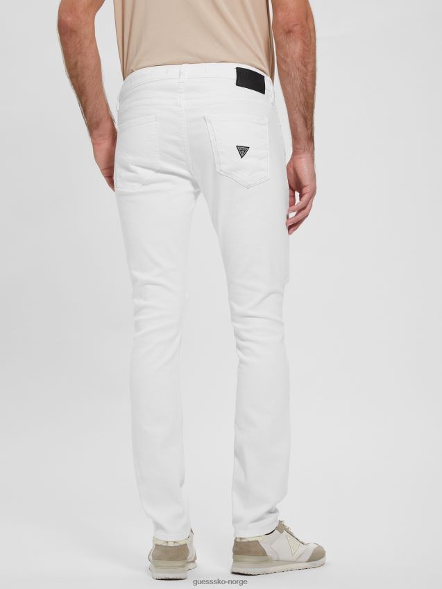 Guess optikk hvit ødelegge øko ødelagt skinny jeans optisk hvit ødelegge menn F0LJ8010580