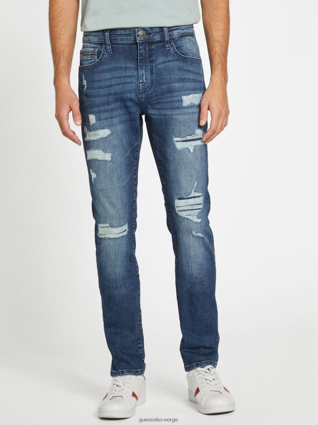 Guess peter destroyed straight jeans dark destroy vask mørk ødelegge vask menn F0LJ807969