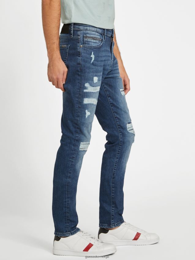 Guess peter destroyed straight jeans dark destroy vask mørk ødelegge vask menn F0LJ807969