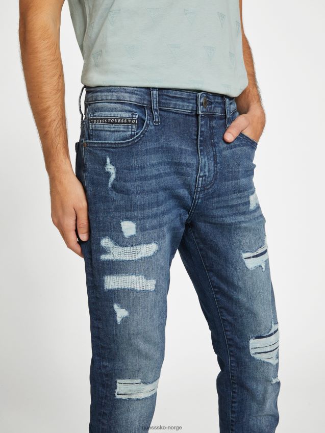 Guess peter destroyed straight jeans dark destroy vask mørk ødelegge vask menn F0LJ807969