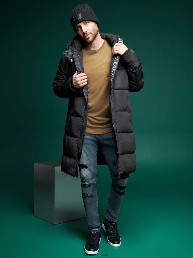 Guess tegnet rip-and-reparer skinny jeans mørk ødelegge vask mørk ødelegge vask menn F0LJ808389