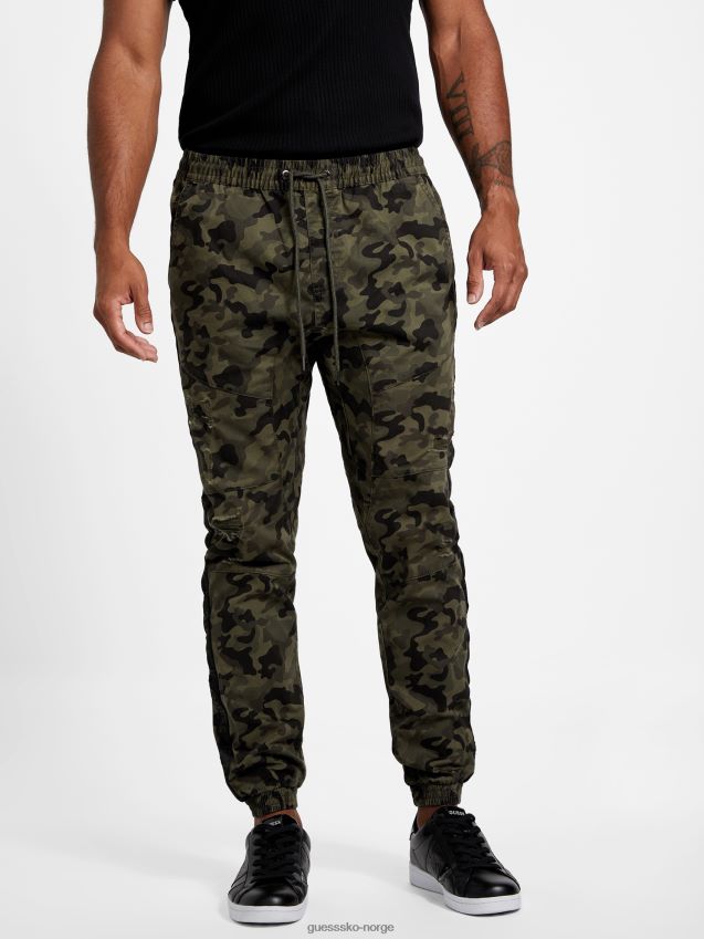 Guess camo green cruz ødela joggere camo grønn menn F0LJ808055
