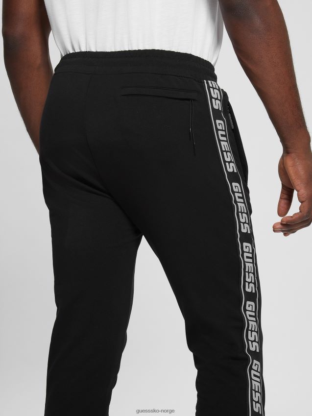 Guess eco arlo logo tape joggebukse jet black kulsvart menn F0LJ8010480