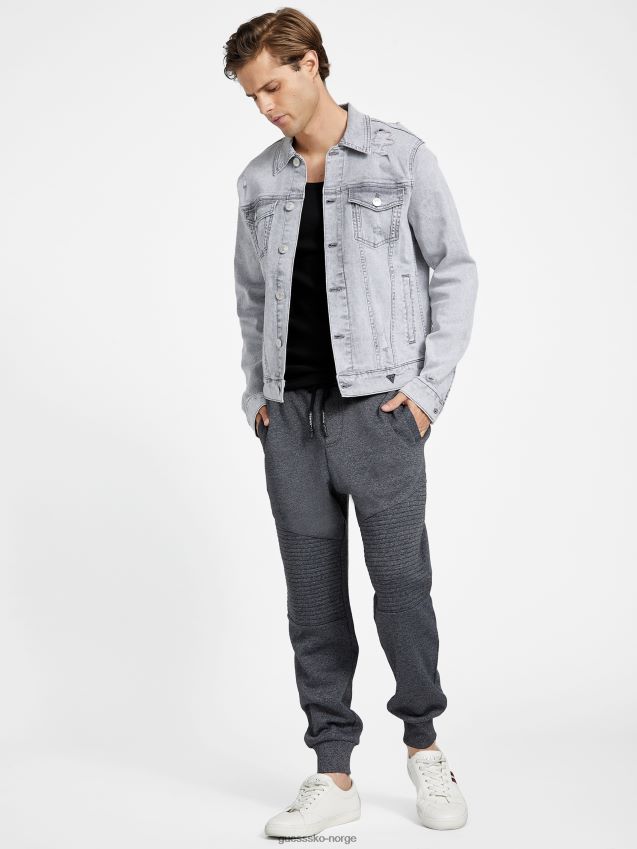 Guess jet black multi marlon fleece moto joggere jet black multi menn F0LJ808272