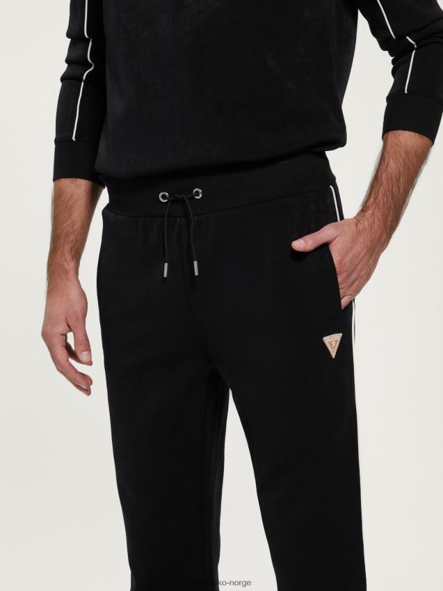 Guess joggebukse i imitert semsket skinn, svart svart menn F0LJ8050