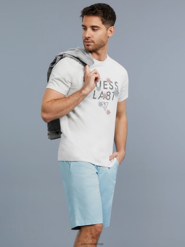 Guess abel stretch shorts med flat front bemerkelsesverdig blå bemerkelsesverdig blå menn F0LJ808341