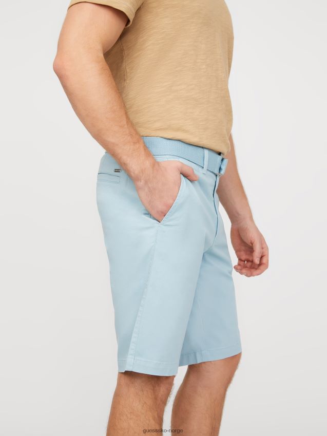 Guess abel stretch shorts med flat front bemerkelsesverdig blå bemerkelsesverdig blå menn F0LJ808341