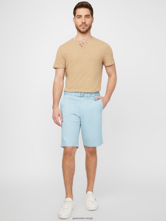 Guess abel stretch shorts med flat front bemerkelsesverdig blå bemerkelsesverdig blå menn F0LJ808341