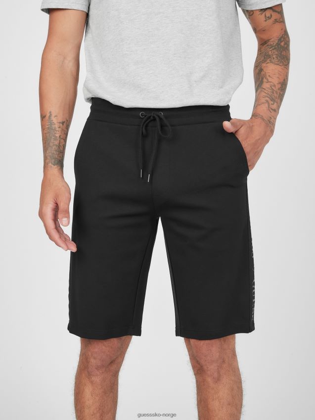 Guess andrew logo tape shorts jet black kulsvart menn F0LJ808439
