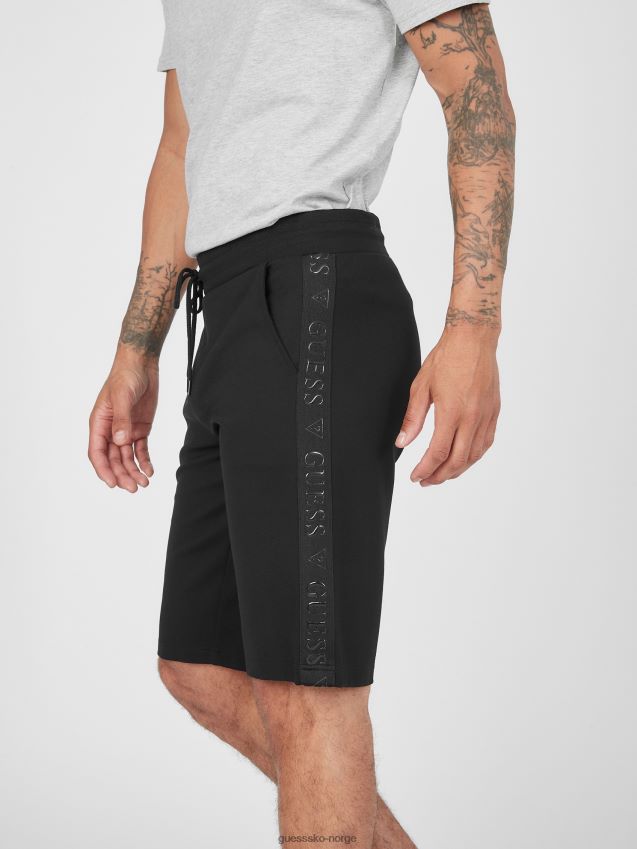 Guess andrew logo tape shorts jet black kulsvart menn F0LJ808439