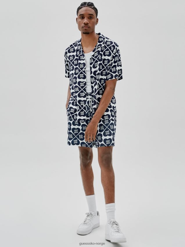 Guess blå shorts med hele trykk blå menn F0LJ80271